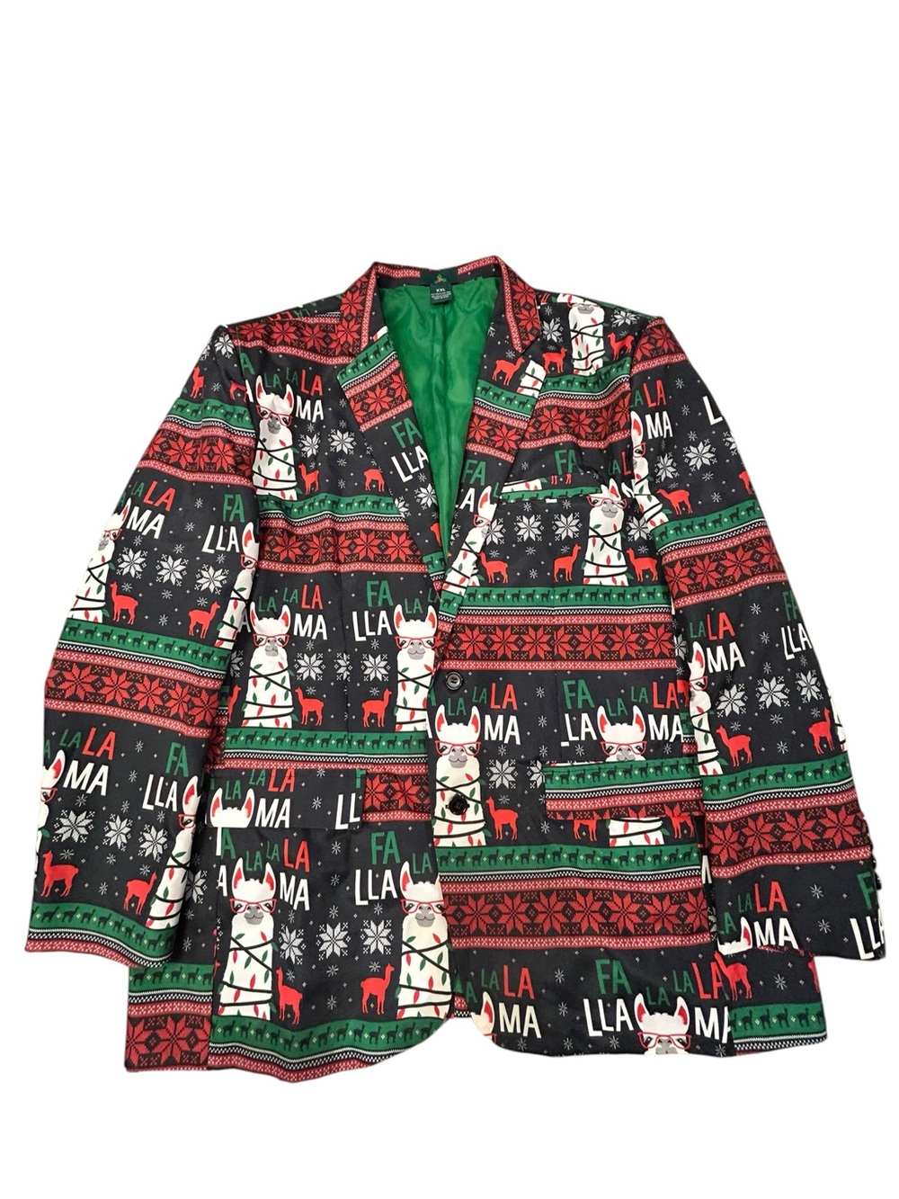 Festive Fa La Llama Print Holiday Blazer Men’s XXL Christmas Party